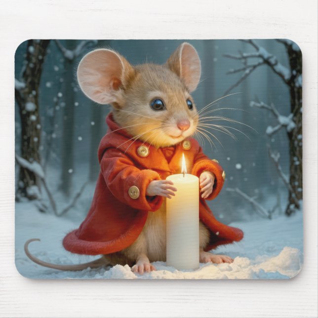 Christmas Mouse With a Candle Mouse Mat (Front)