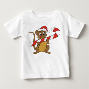 Christmas Mouse With A Candy Cane Baby T-Shirt