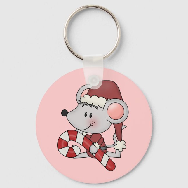 Christmas Mouse With Candy Cane Key Ring (Front)