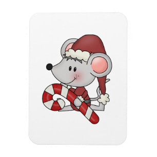Christmas Mouse With Candy Cane Magnet