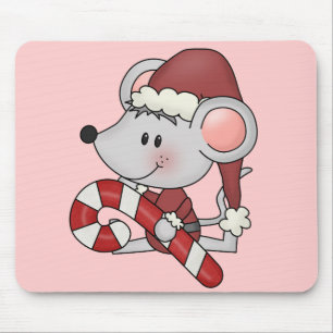 Christmas Mouse With Candy Cane Mat