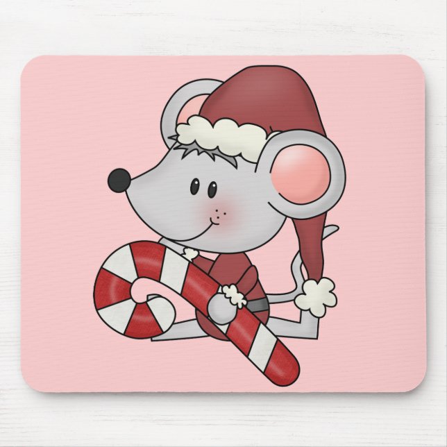 Christmas Mouse With Candy Cane Mouse Mat (Front)