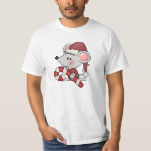 Christmas Mouse With Candy Cane T-Shirt