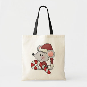 Christmas Mouse With Candy Cane Tote Bag
