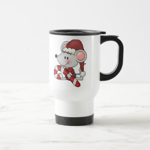 Christmas Mouse With Candy Cane Travel Mug