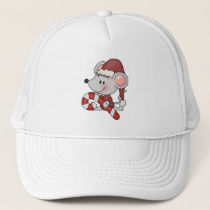 Christmas Mouse With Candy Cane Trucker Hat