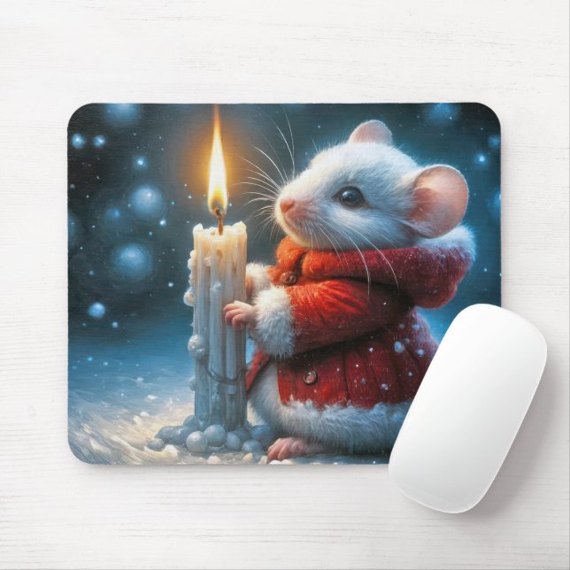 Christmas Mouse With Glowing Candle Mat (With Mouse)