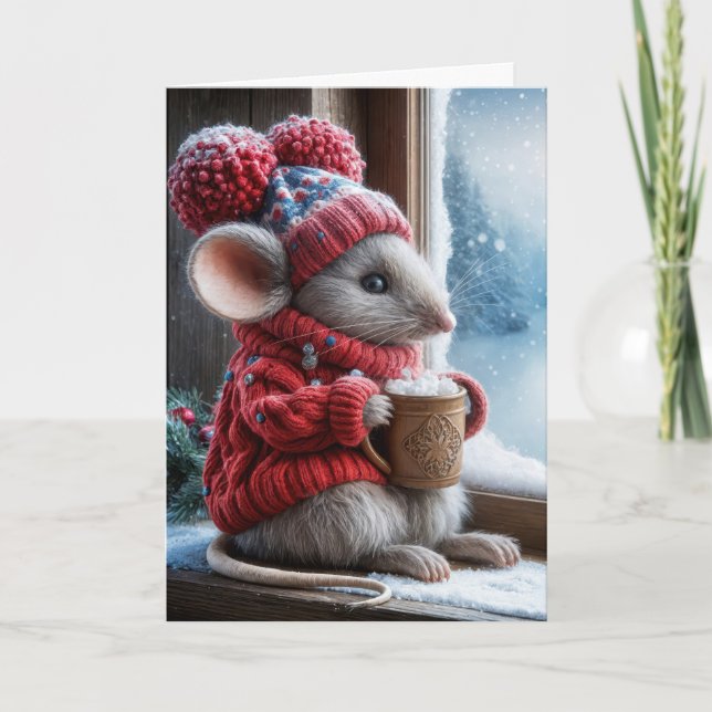 Christmas Mouse With Hot Cocoa Card (Front)