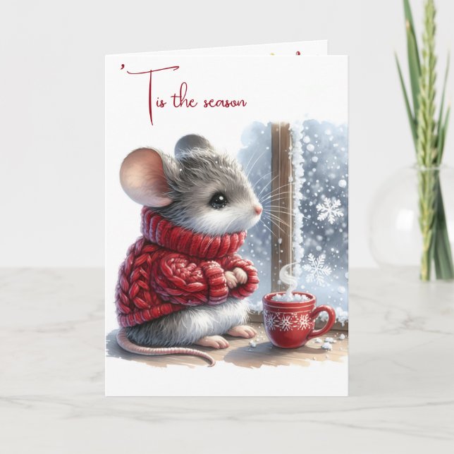 Christmas Mouse With Hot Cocoa Card (Front)