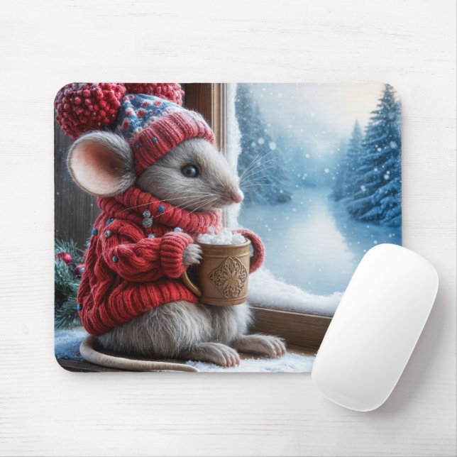 Christmas Mouse With Hot Cocoa Mat (With Mouse)