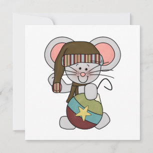 Christmas Mouse With Ornament Holiday Card