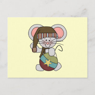 Christmas Mouse With Ornament Holiday Postcard