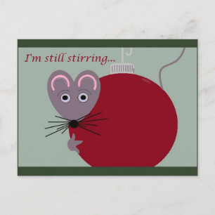Christmas Mouse with Ornament Is Still Stirring Postcard