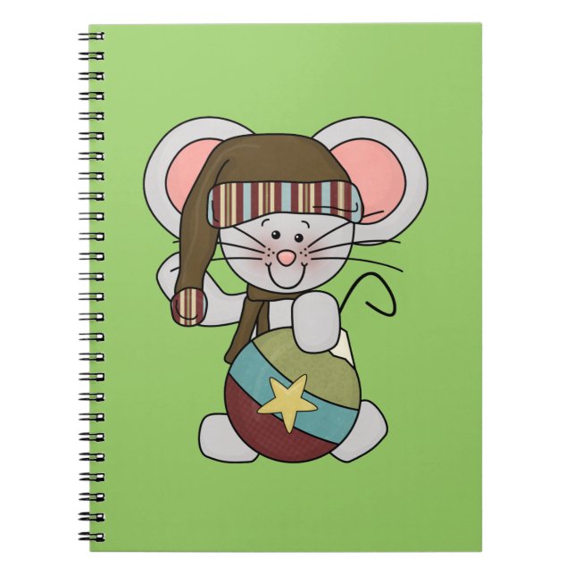Christmas Mouse With Ornament Notebook (Front)