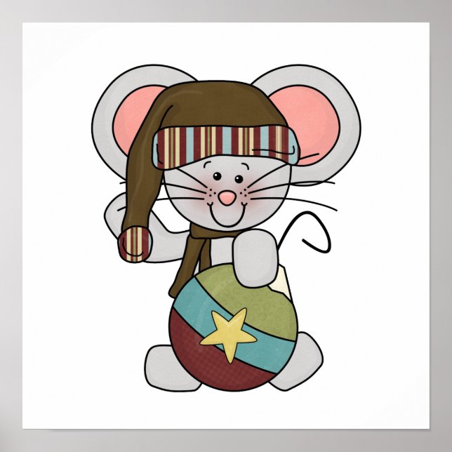 Christmas Mouse With Ornament Poster (Front)