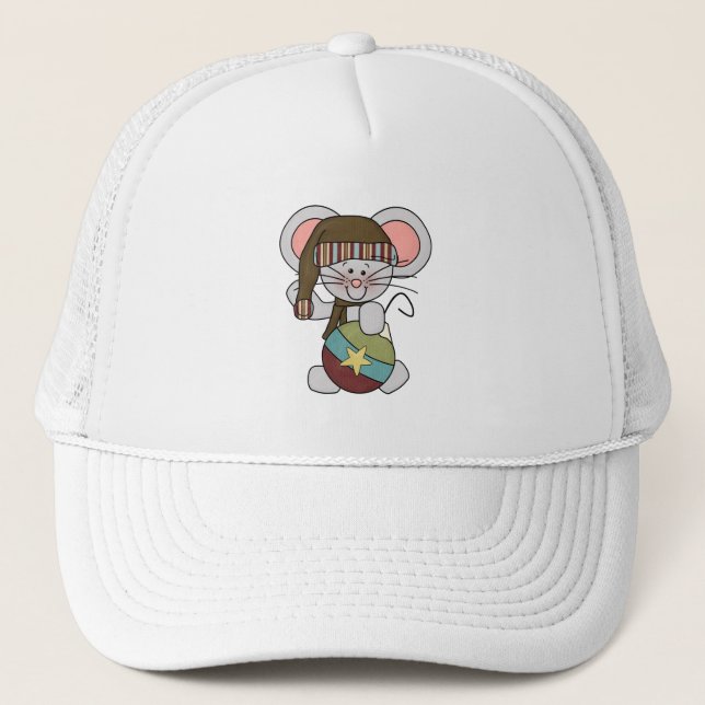 Christmas Mouse With Ornament Trucker Hat (Front)