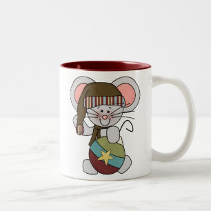 Christmas Mouse With Ornament Two-Tone Coffee Mug