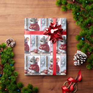 Christmas Mouse With Steaming Hot Cocoa Wrapping Paper