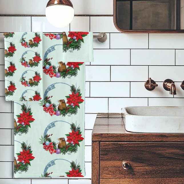 Christmas Mouse Wreath Bath Towel Set (Creator Uploaded)