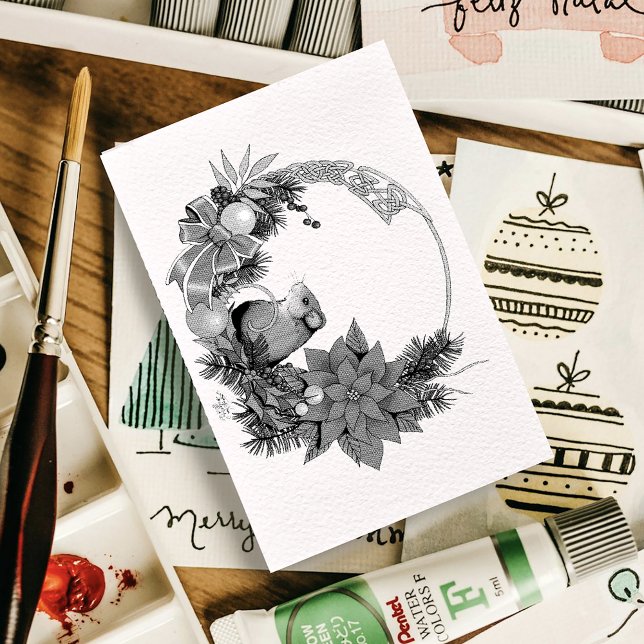 Christmas Mouse Wreath Rubber Stamp (Creator Uploaded)