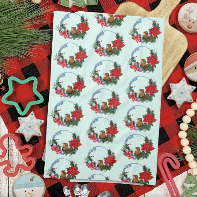 Christmas Mouse Wreath Tea Towel (Creator Uploaded)