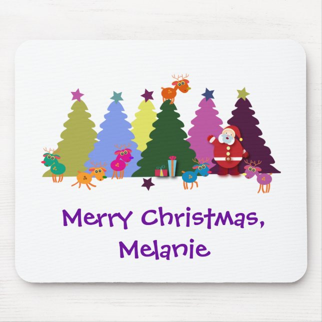 Christmas mousepad: Santa and his reindeers Mouse Mat (Front)