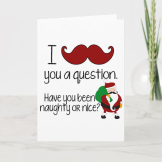 Christmas Moustache Santa Naughty Nice Holiday Card