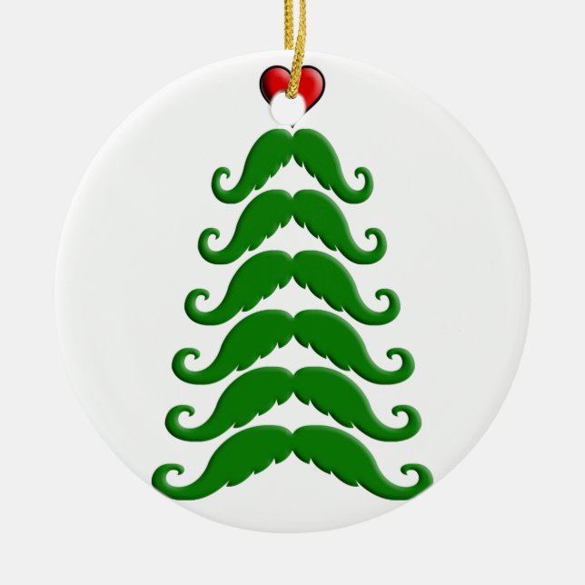 Christmas Moustache Tree Ceramic Tree Decoration (Front)