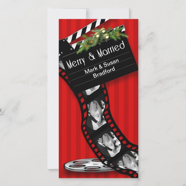 CHRISTMAS MOVIE FILM STRIP - MERRY,MARRIED HOLIDAY CARD (Front)