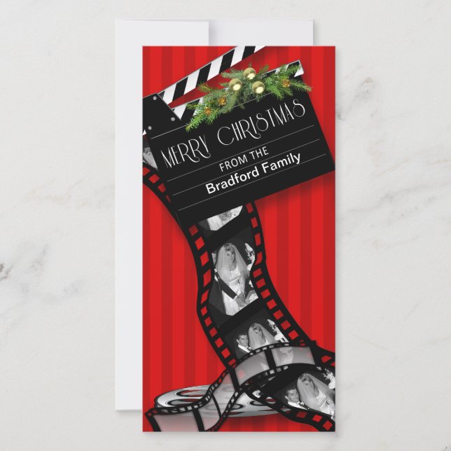 CHRISTMAS MOVIE FILM STRIP - NAME/PHOTO INSERT HOLIDAY CARD (Front)