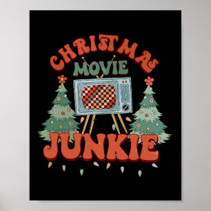 Christmas Movie Junkie Retro Christmas Tree Chrism Poster