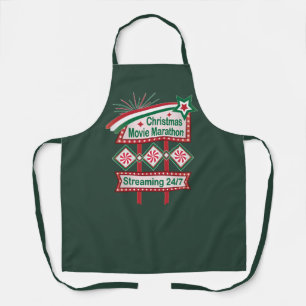 Christmas Movie Marathon Retro Marquee Festive Apron