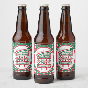 Christmas Movie Marathon Retro Marquee Festive Beer Bottle Label