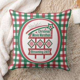 Christmas Movie Marathon Retro Marquee Festive Cushion