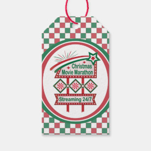 Christmas Movie Marathon Retro Marquee Festive Gift Tags