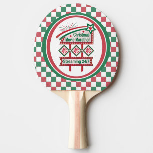Christmas Movie Marathon Retro Marquee Festive Ping Pong Paddle