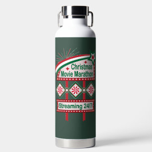Christmas Movie Marathon Retro Marquee Festive Water Bottle