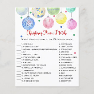 Christmas Movie Match Game Card Flyer
