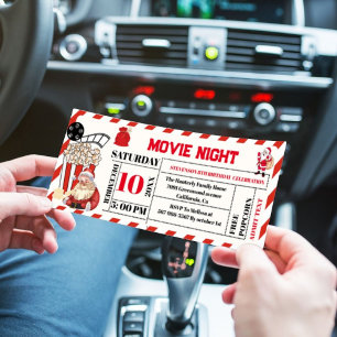Christmas Movie Night Birthday Party ticket  Invi Invitation