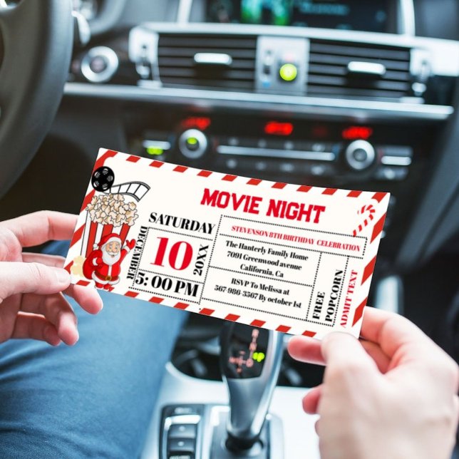 Christmas Movie Night Birthday Party ticket  Invitation (Creator Uploaded)