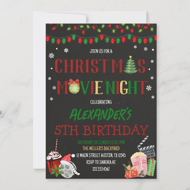 Christmas Movie Night Invitation (Front)