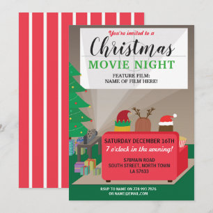 Christmas Movie Night Party Kids Festive Films Invitation