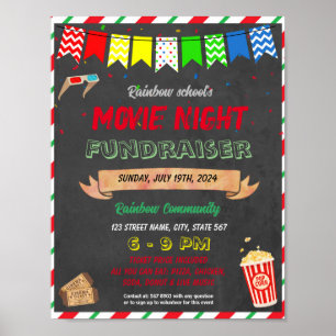 Christmas Movie Night school event template Poster