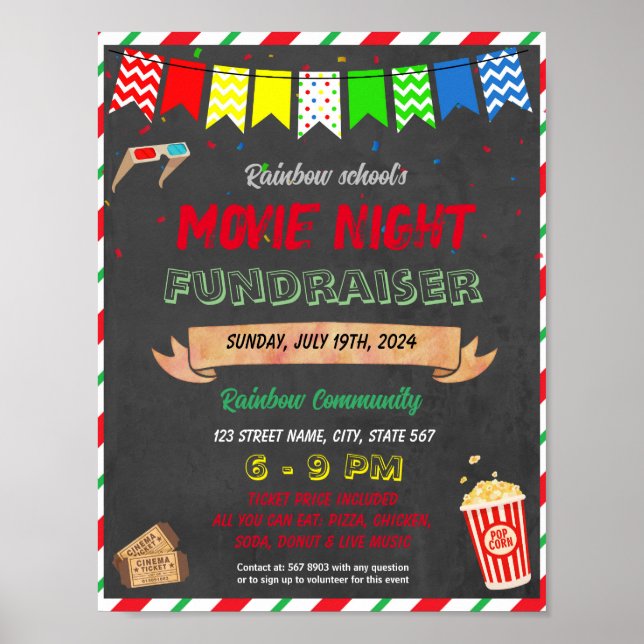 Christmas Movie Night school event template Poster (Front)
