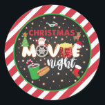 Christmas Movie Night Sticker<br><div class="desc">Perfect Way to Celebrate that Special Christmas Movie Night!</div>