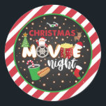 Christmas Movie Night Sticker<br><div class="desc">Perfect Way to Celebrate that Special Christmas Movie Night!</div>