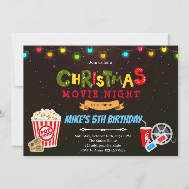 Christmas movie night theme Invitation (Front)