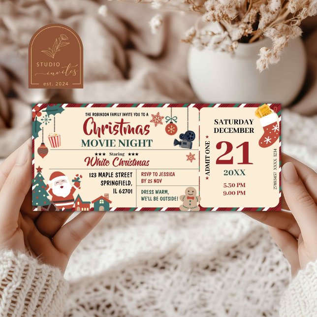 Christmas Movie Night Ticket Invitation (Creator Uploaded)
