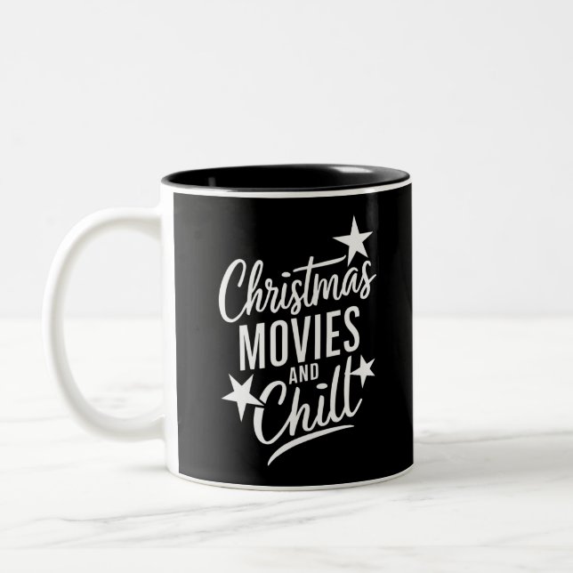 Christmas Movies And Chill Family Xmas Gift Two-Tone Coffee Mug (Left)
