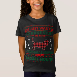 Christmas Movies Basset Hound Lover Ugly Christmas T-Shirt
